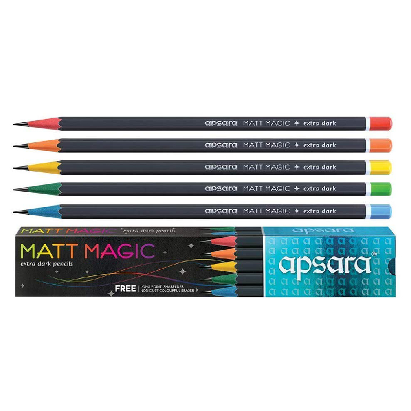 Apsara Jumbo Pencils For Clear & Dark Writing Pencils Multicolour Pack Of 5Pcs 
